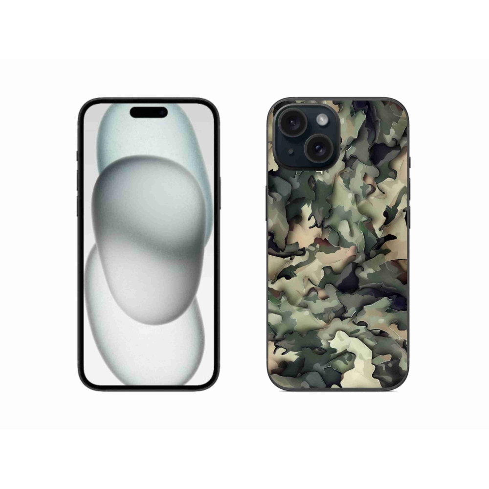 Gelový kryt mmCase na iPhone 15 - maskáčový vzor 9