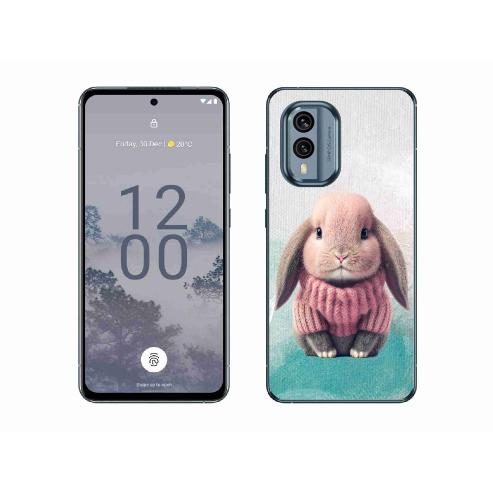 Gelový kryt mmCase na Nokia X30 5G - králíček ve svetru