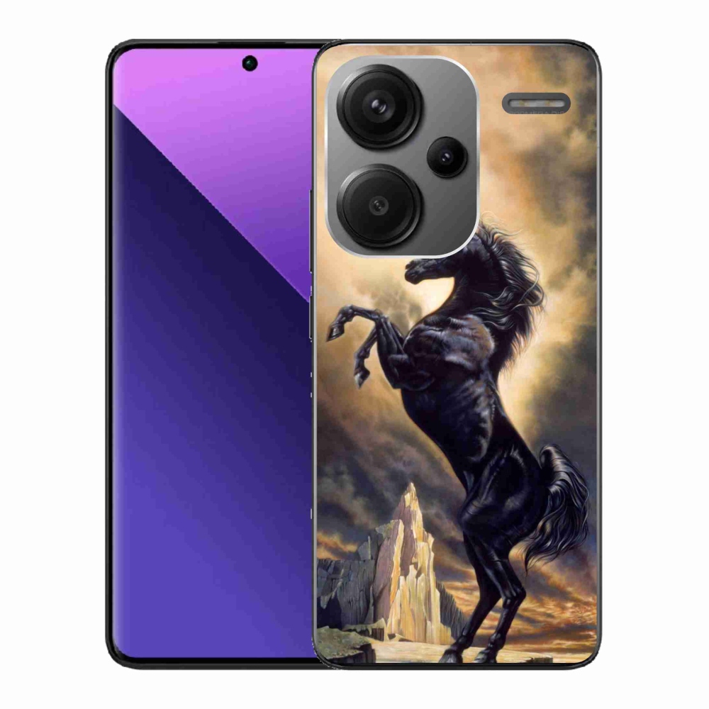 Gelový kryt mmCase na Xiaomi Redmi Note 13 Pro+ 5G - černý kreslený kůň