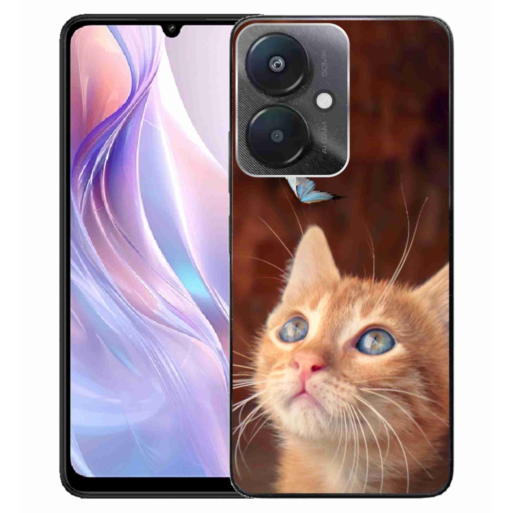 Gelový kryt mmCase na Xiaomi Redmi 13C 5G - motýl a kotě
