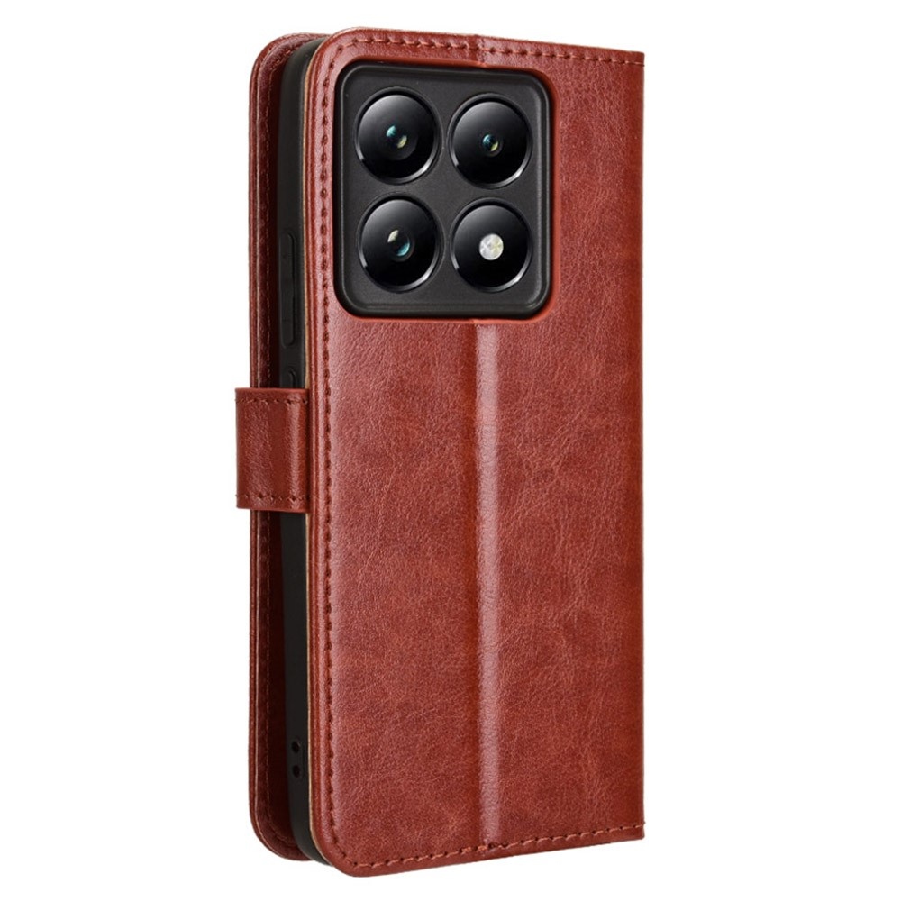Crazy knížkové pouzdro na Xiaomi 14T - hnědé