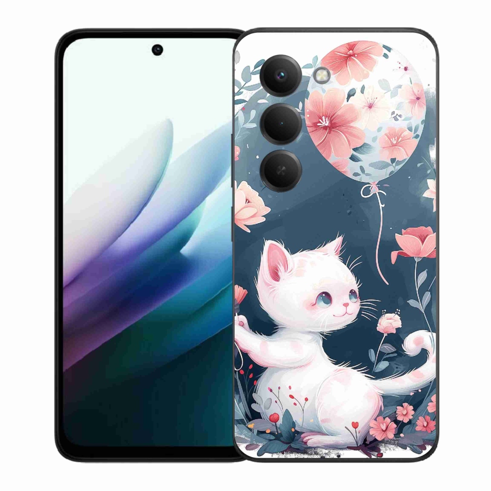 Gelový kryt mmCase na Xiaomi Redmi 15 4G/5G (171mm) - kotě s balónkem