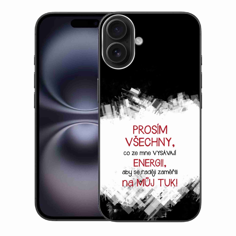 Gelový kryt mmCase na iPhone 16 Plus - vtipný text 1 červený