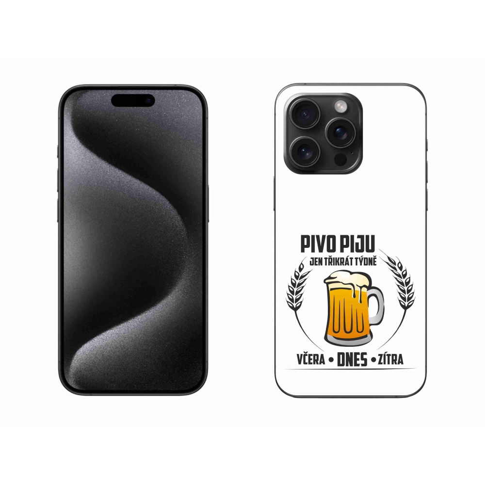 Gelový kryt mmCase na iPhone 15 Pro Max - pivní motiv bílé pozadí