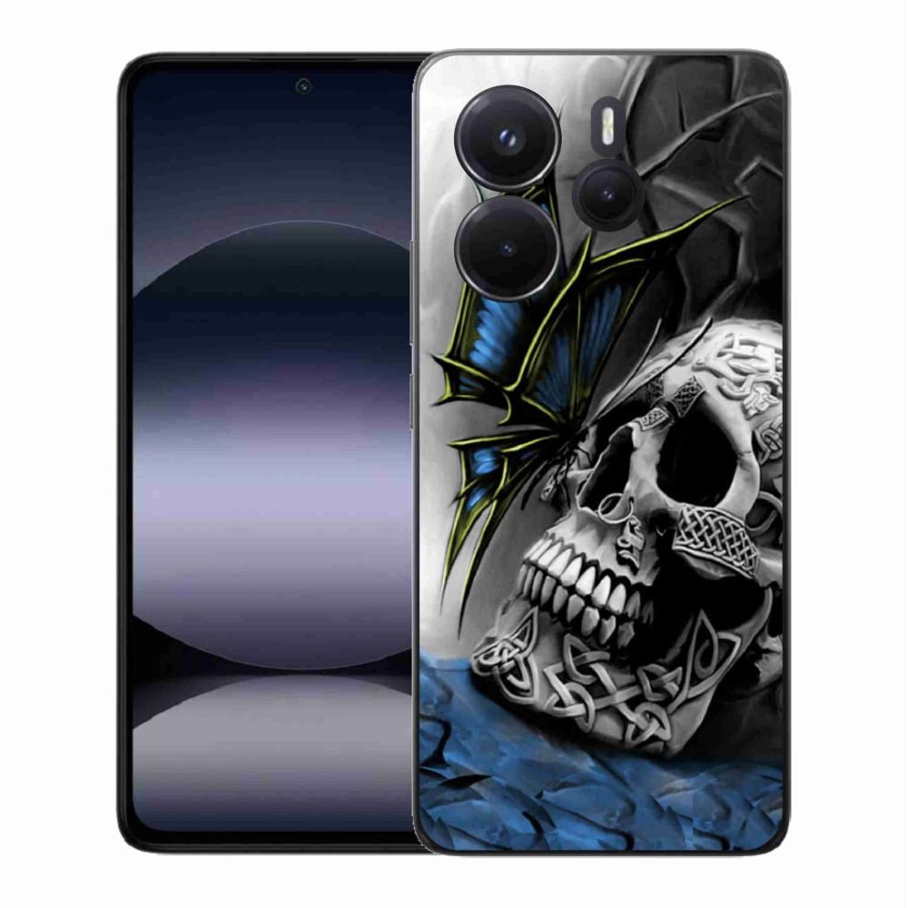 Gelový kryt mmCase na Xiaomi Redmi Note 14 - motýl a lebka