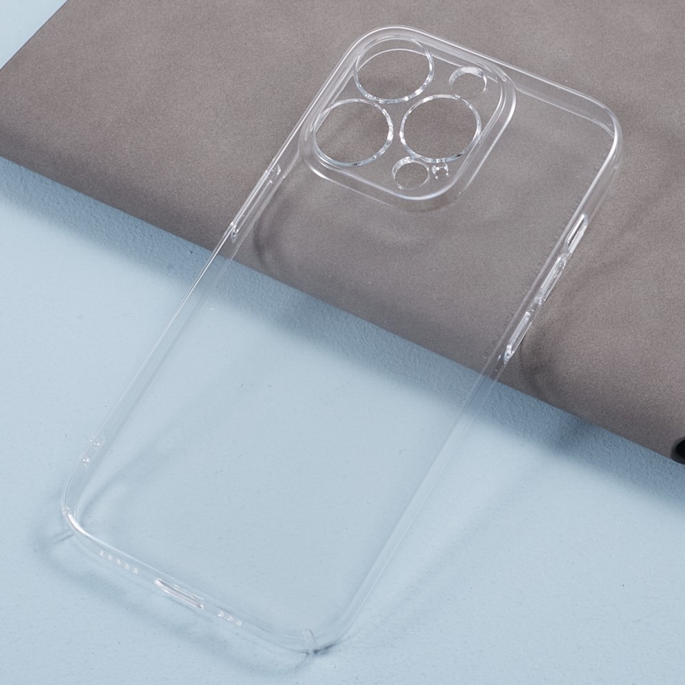 Průhledný plastový obal s gelovými hranami na iPhone 15 Pro
