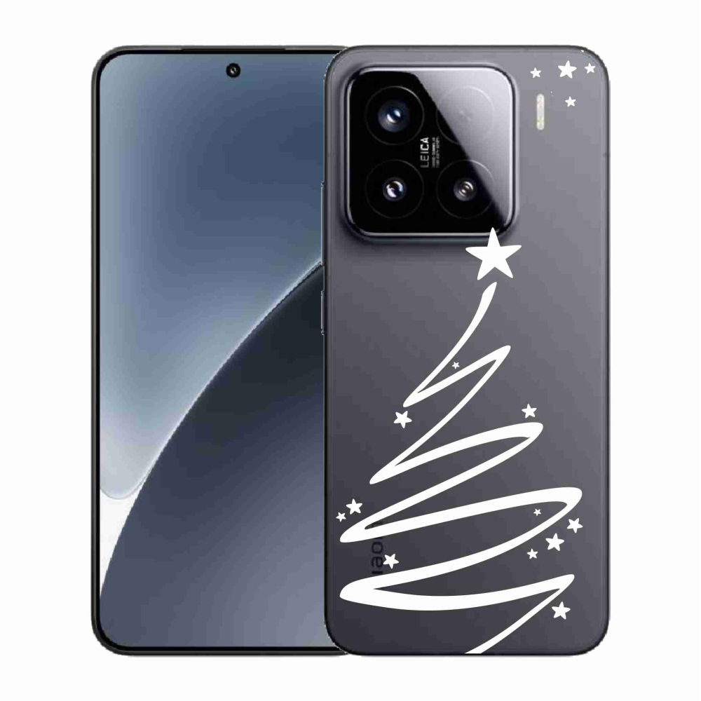 Gelový kryt mmCase na Xiaomi 15 - bílý stromeček na průhledném pozadí
