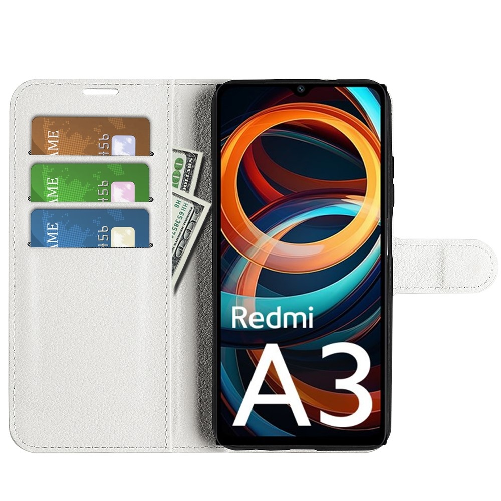 Litchi knížkové pouzdro na Xiaomi Redmi A3 - bílé