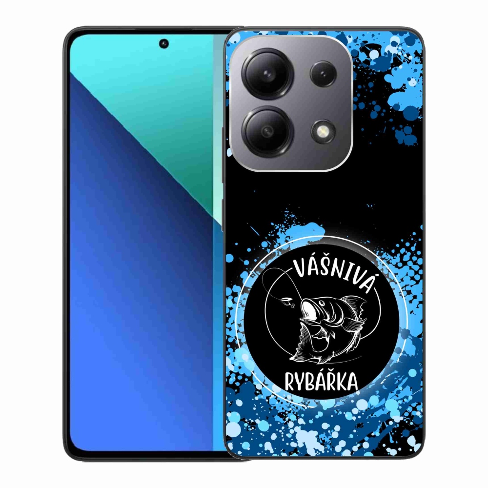 Gelový kryt mmCase na Xiaomi Redmi Note 13 - vášnivá rybářka černé pozadí