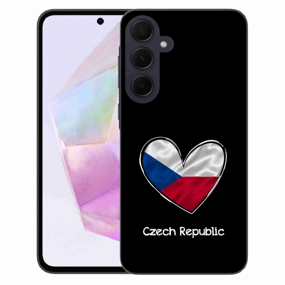 Gelový kryt mmCase na Samsung Galaxy A35 5G - vlajka srdce černé pozadí