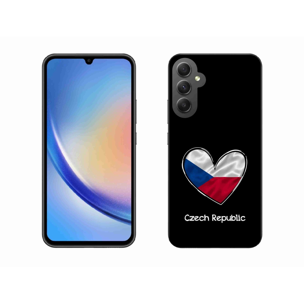 Gelový kryt mmCase na Samsung Galaxy A34 5G - vlajka srdce černé pozadí