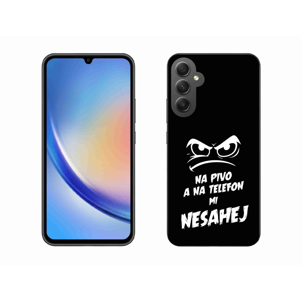 Gelový kryt mmCase na Samsung Galaxy A34 5G - pivní motiv 2 černé pozadí