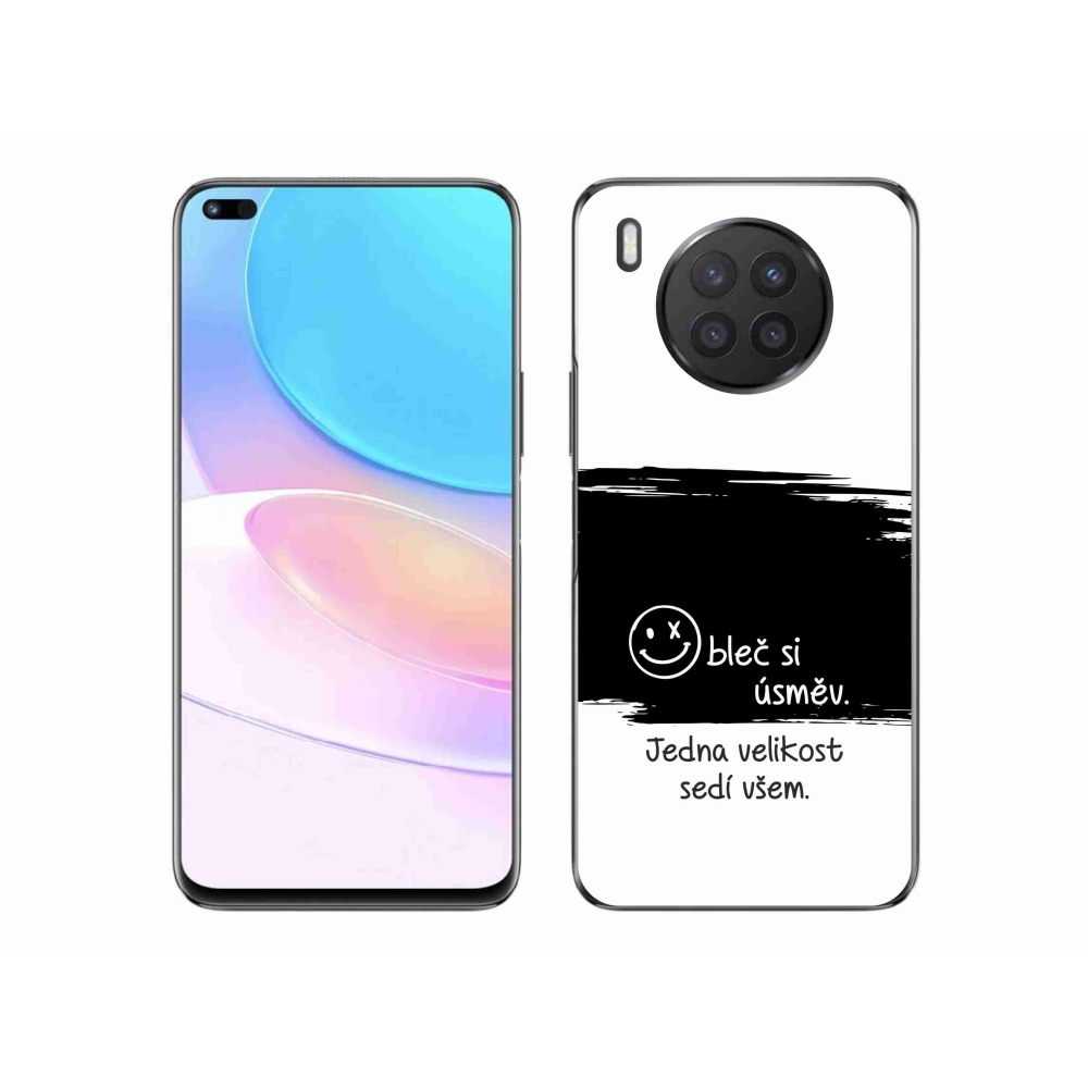 Gelový kryt mmCase na Huawei Nova 8i - vtipný text 8 černobílé pozadí