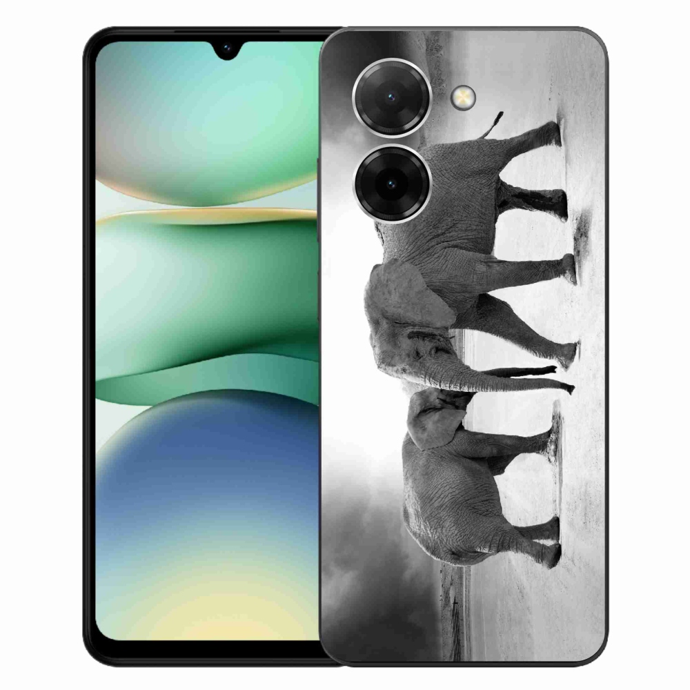 Gelový kryt mmCase na Xiaomi Redmi A5 (173.45x79.35x8.45mm) - černobílí sloni