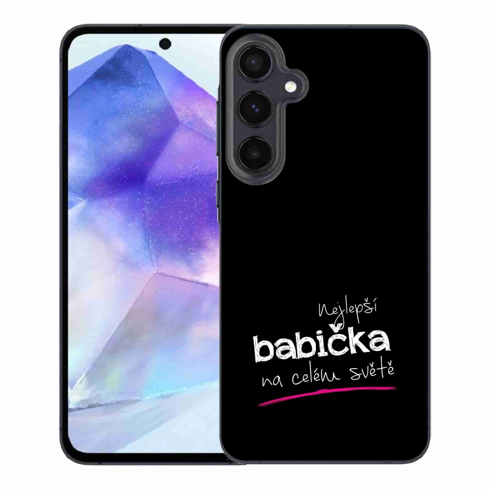 Gelový kryt mmCase na Samsung Galaxy A55 5G - nejlepší babička 4 černé pozadí