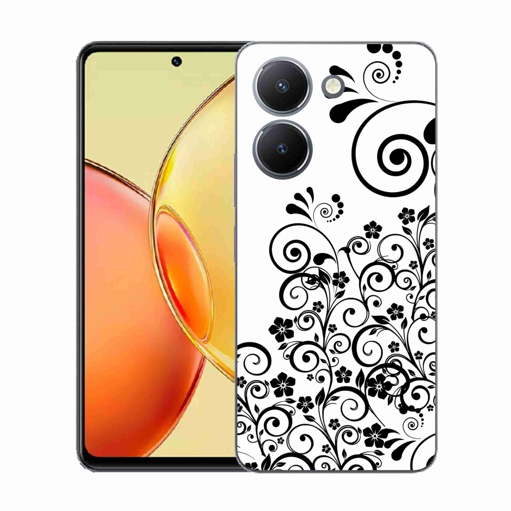 Gelový kryt mmCase na Vivo Y36 - černobílé květinové vzory