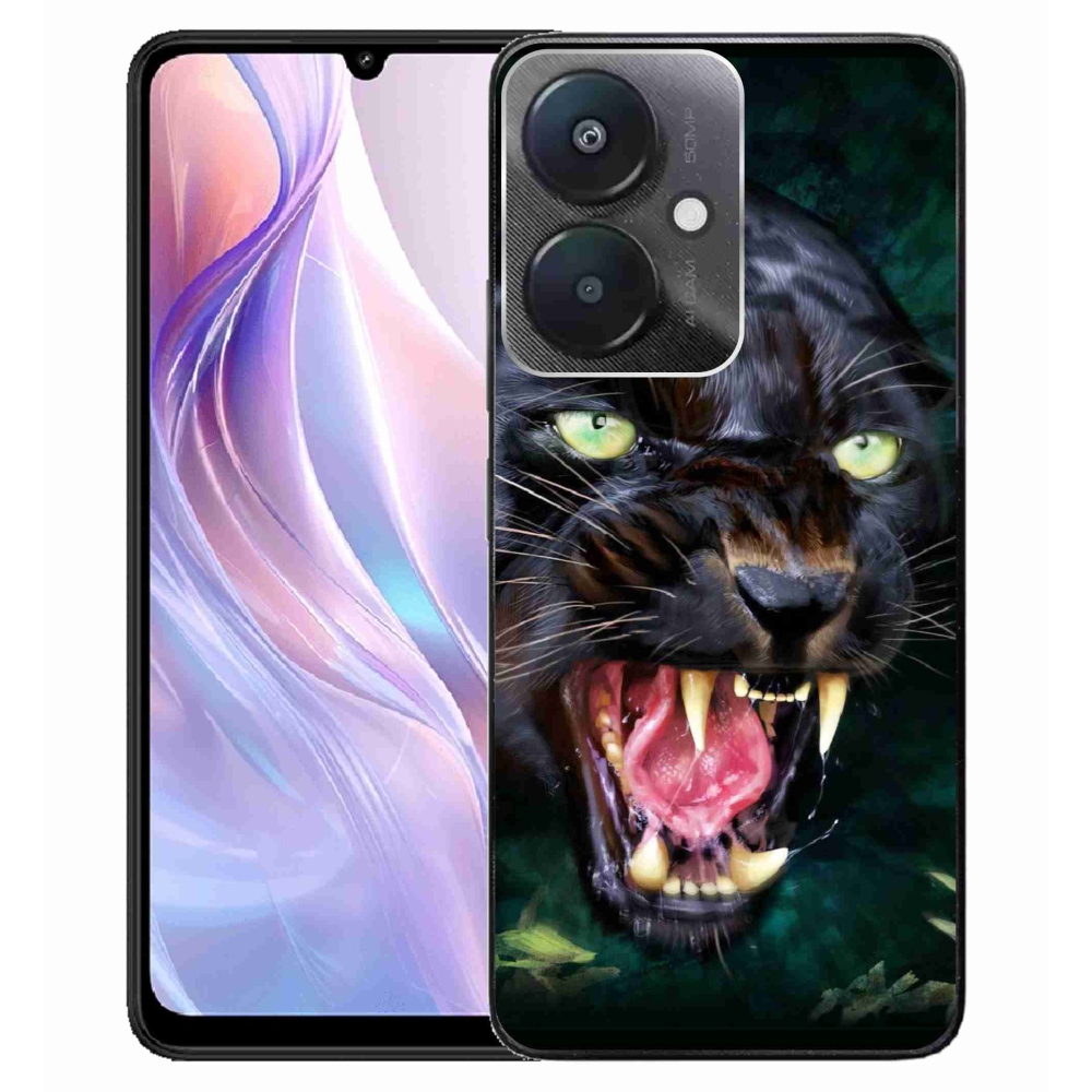 Gelový kryt mmCase na Xiaomi Redmi 13C 5G - rozzuřený černý panter