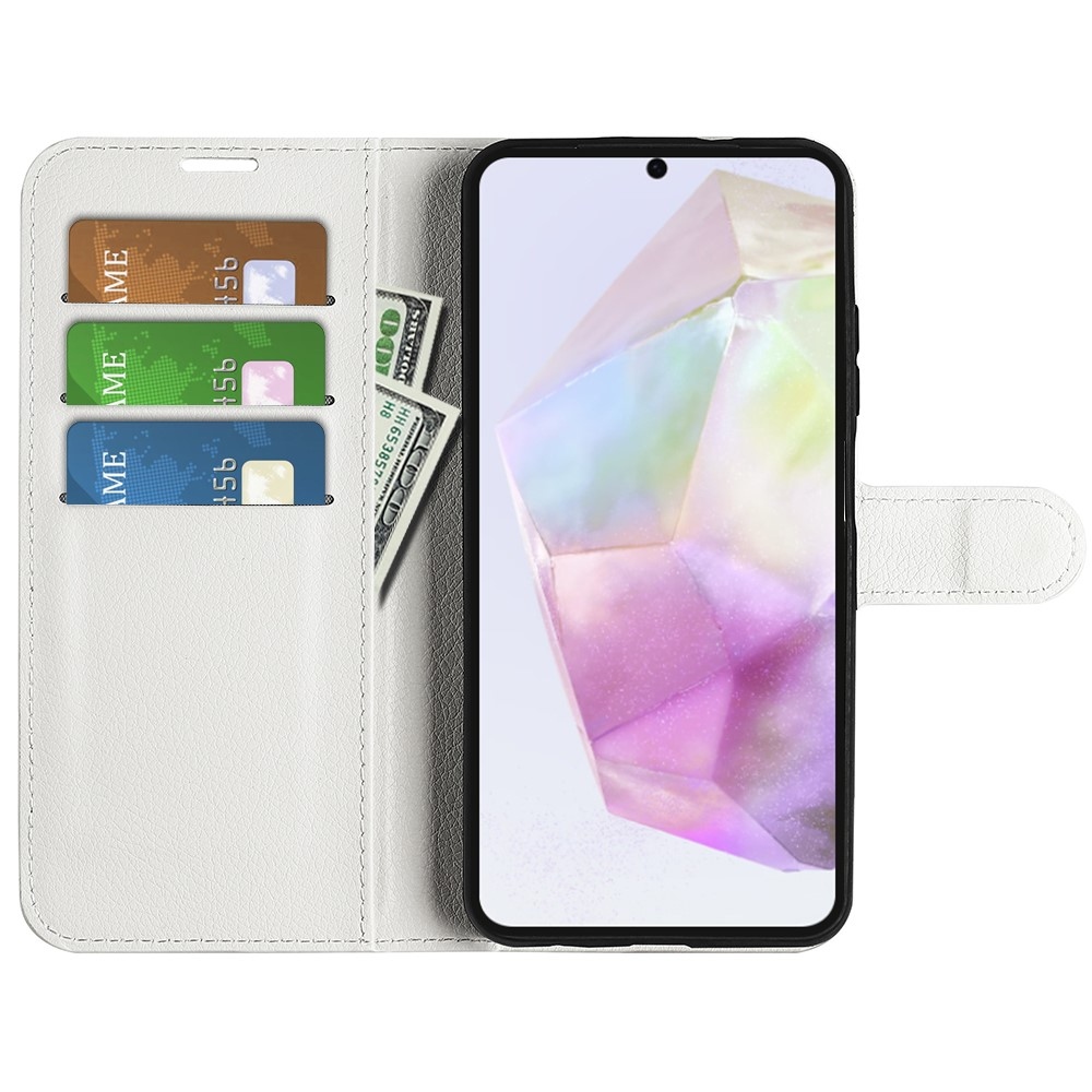 Litchi knížkové pouzdro na Samsung Galaxy A36 5G - bílé