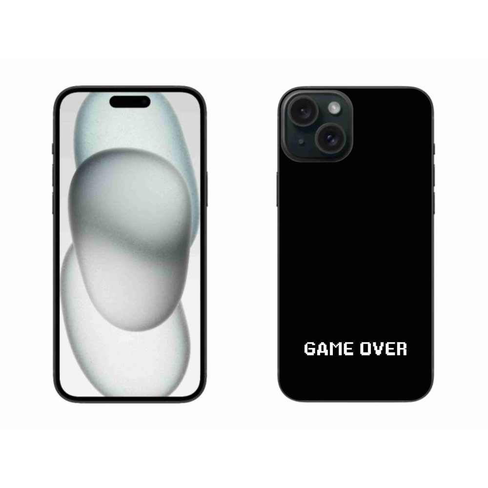 Gelový kryt mmCase na iPhone 15 Plus - game over černé pozadí