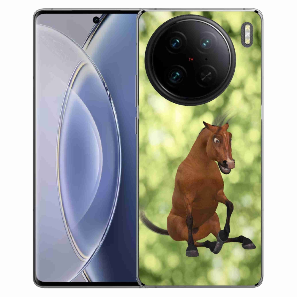 Gelový kryt mmCase na Vivo X90 Pro - hnědý kreslený kůň 1