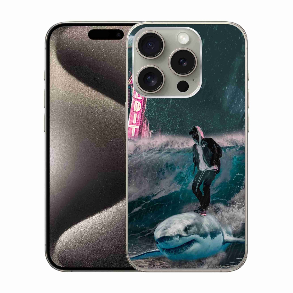 Gelový kryt mmCase na iPhone 15 Pro - žralok