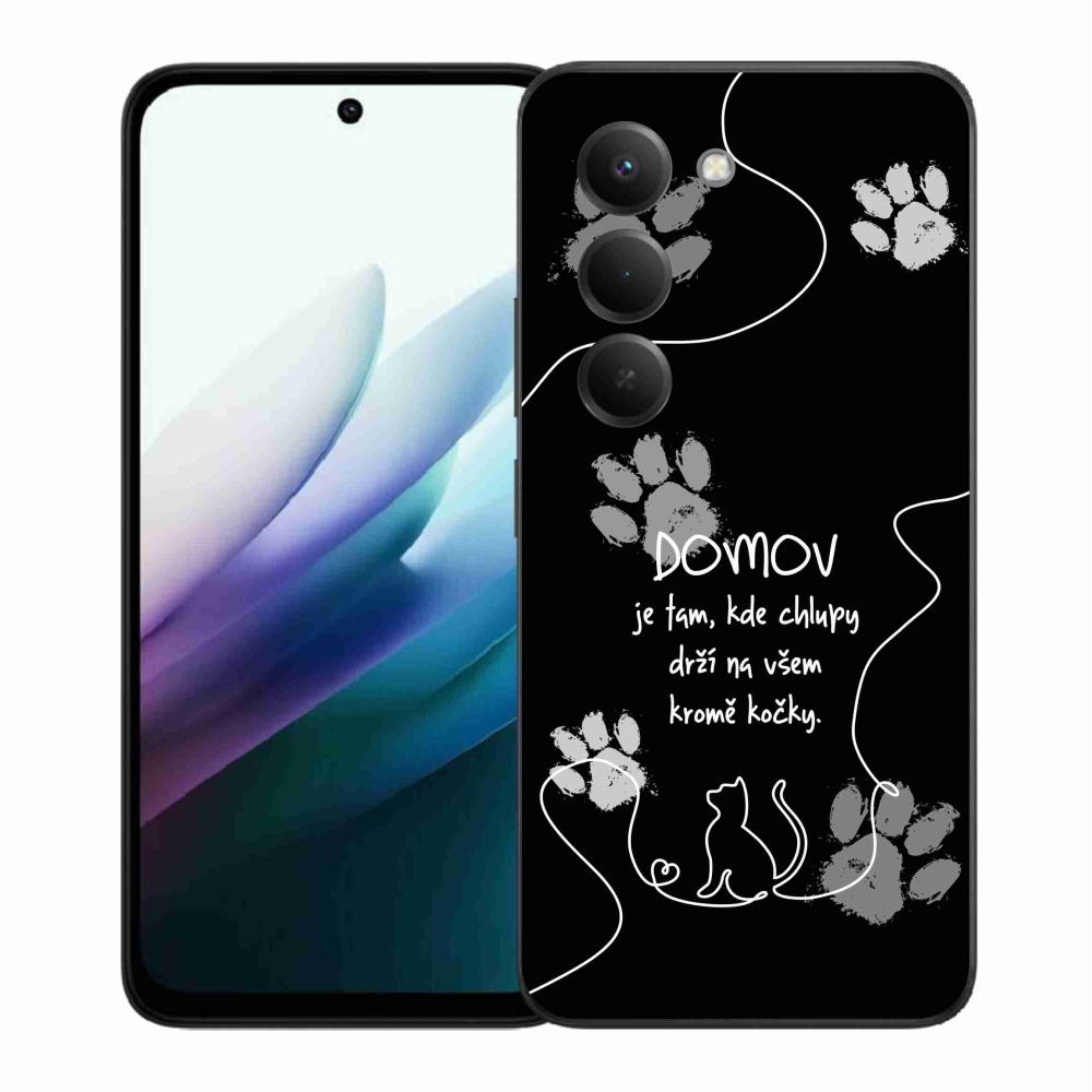 Gelový kryt mmCase na Xiaomi Redmi 15 4G/5G (171mm) - kočičí motiv černé pozadí