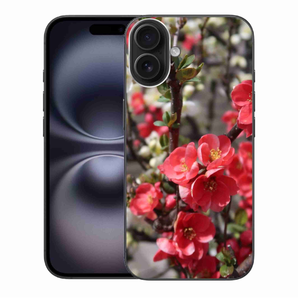 Gelový kryt mmCase na iPhone 16 Plus - červené květy