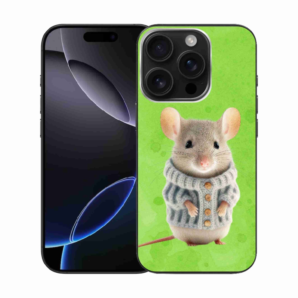 Gelový kryt mmCase na iPhone 16 Pro - myška ve svetru