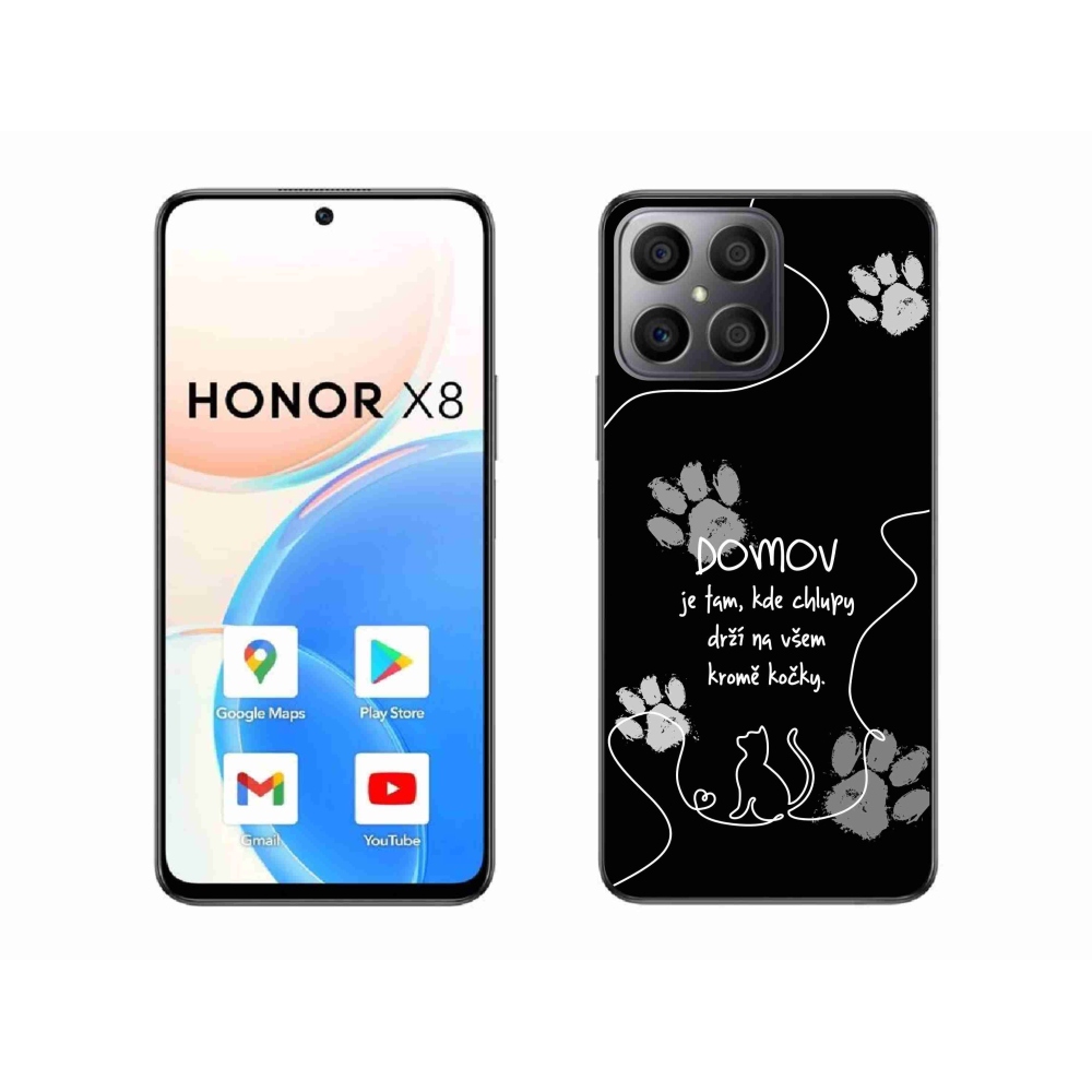Gelový kryt mmCase na Honor X8 4G - kočičí motiv černé pozadí