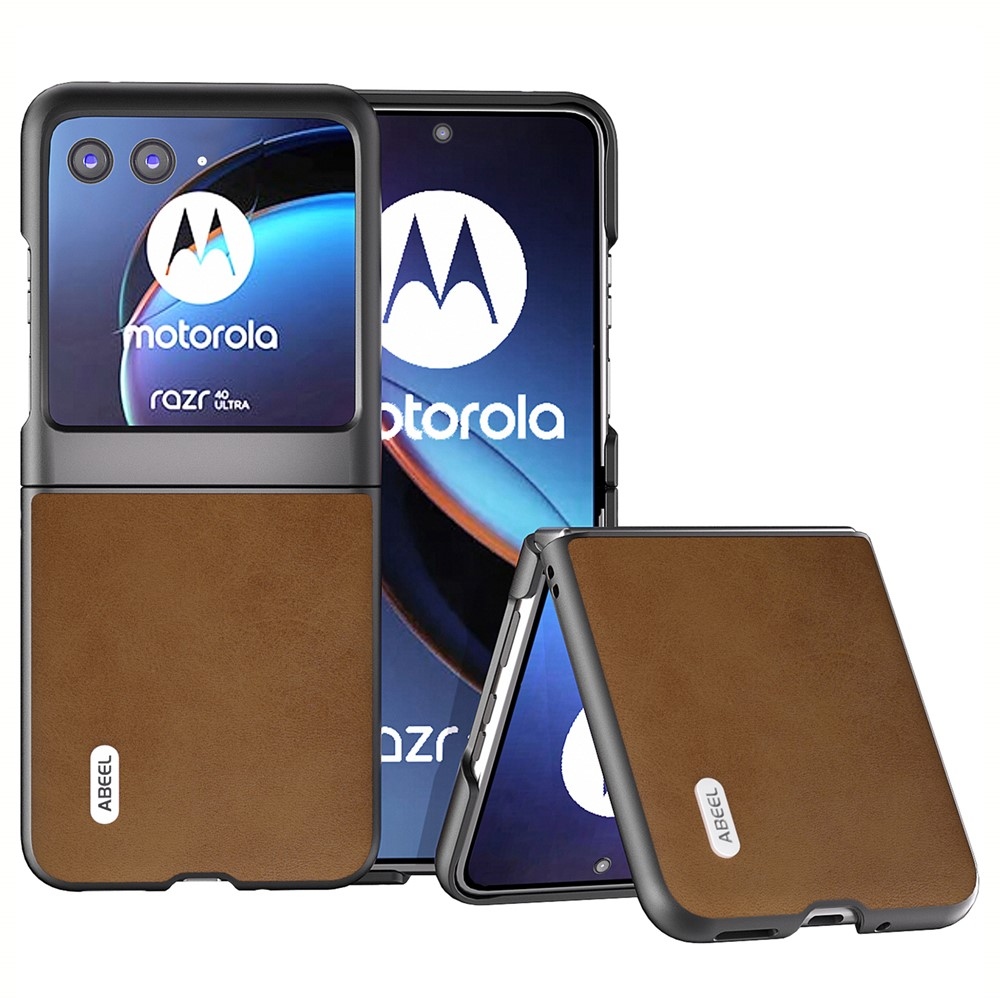 ABEEL plastový obal s pevnými zády na Motorola Razr 40 Ultra 5G - hnědý