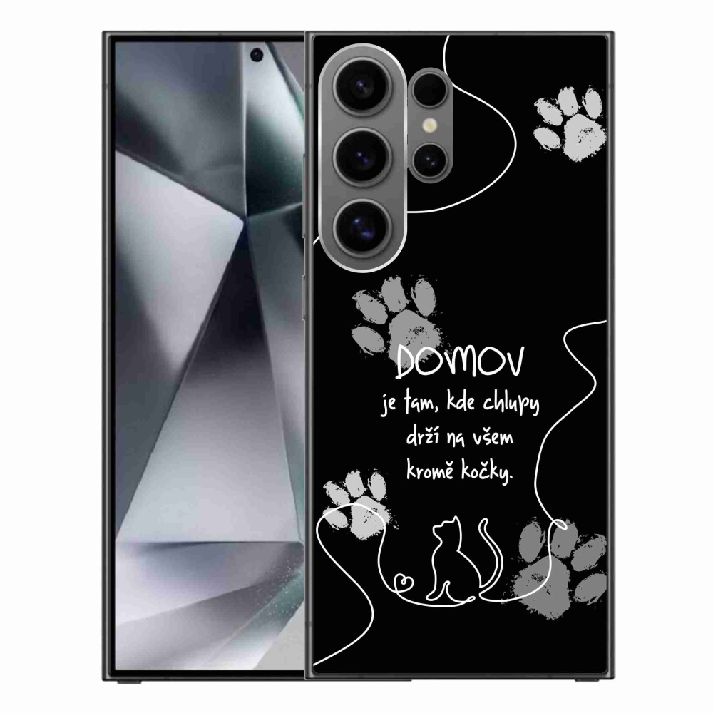 Gelový kryt mmCase na Samsung Galaxy S24 Ultra - kočičí motiv černé pozadí