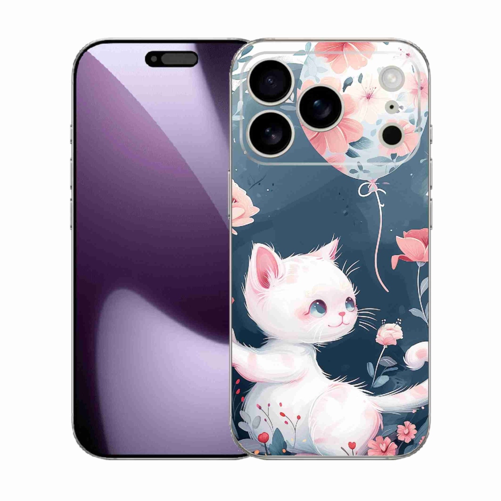 Gelový kryt mmCase na iPhone 17 Pro - kotě s balónkem