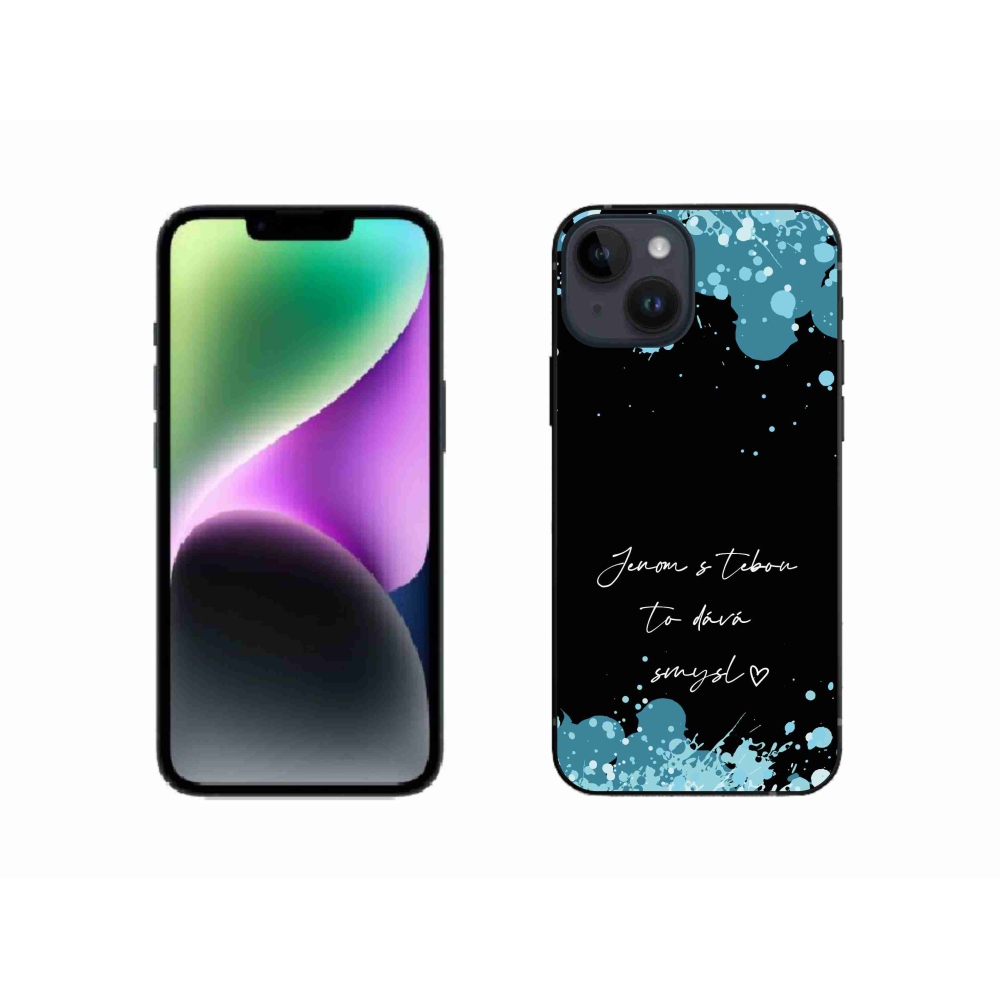 Gelový kryt mmCase na iPhone 14 - zamilovaný text černé pozadí