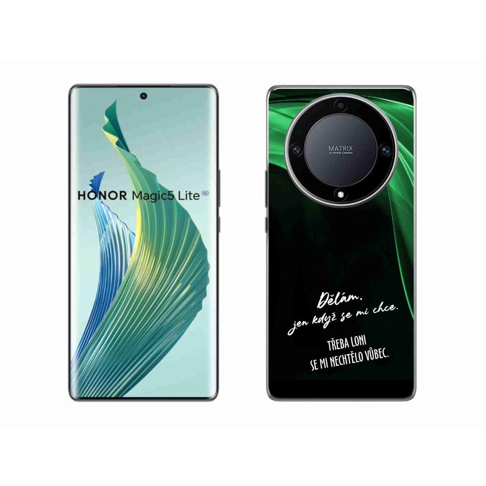 Gelový kryt mmCase na Honor Magic 5 Lite 5G - vtipný text 12 černé pozadí