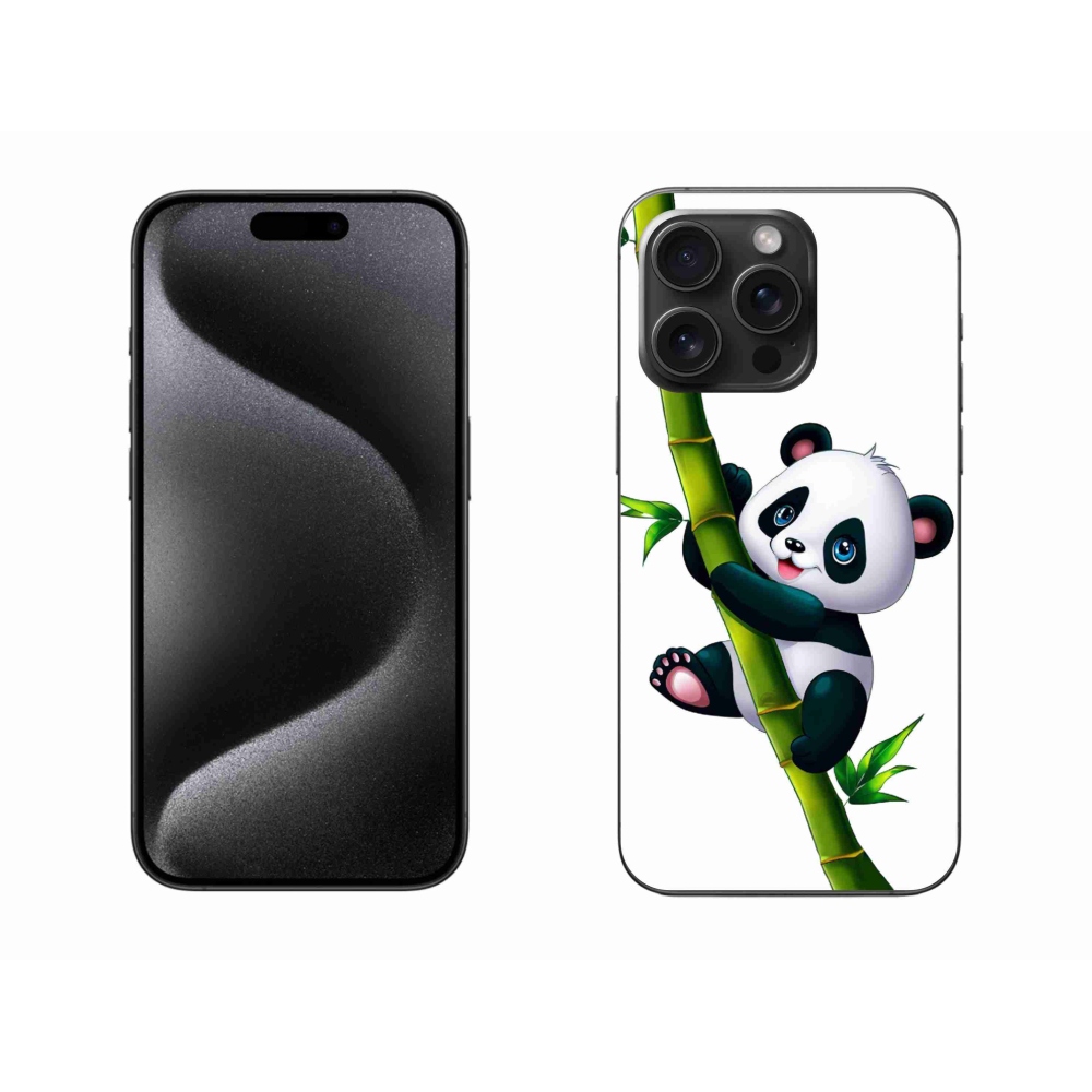 Gelový kryt mmCase na iPhone 15 Pro Max - panda na bambusu