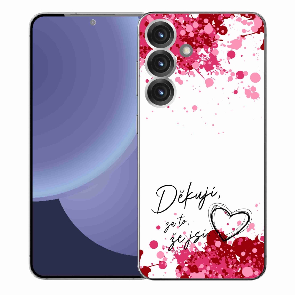 Gelový kryt mmCase na Samsung Galaxy S25+ - zamilovaný text 2 bílé pozadí