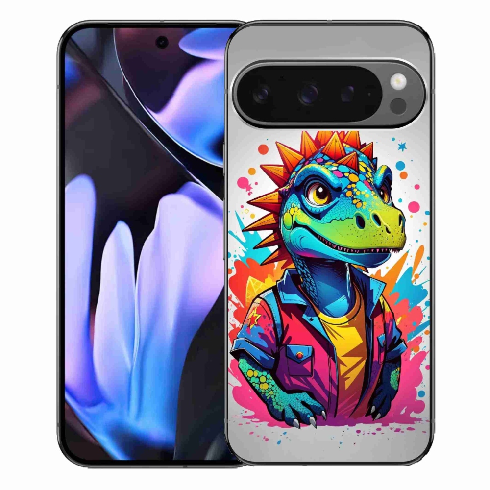 Gelový kryt mmCase na Google Pixel 9 Pro XL - barevný dinosaurus
