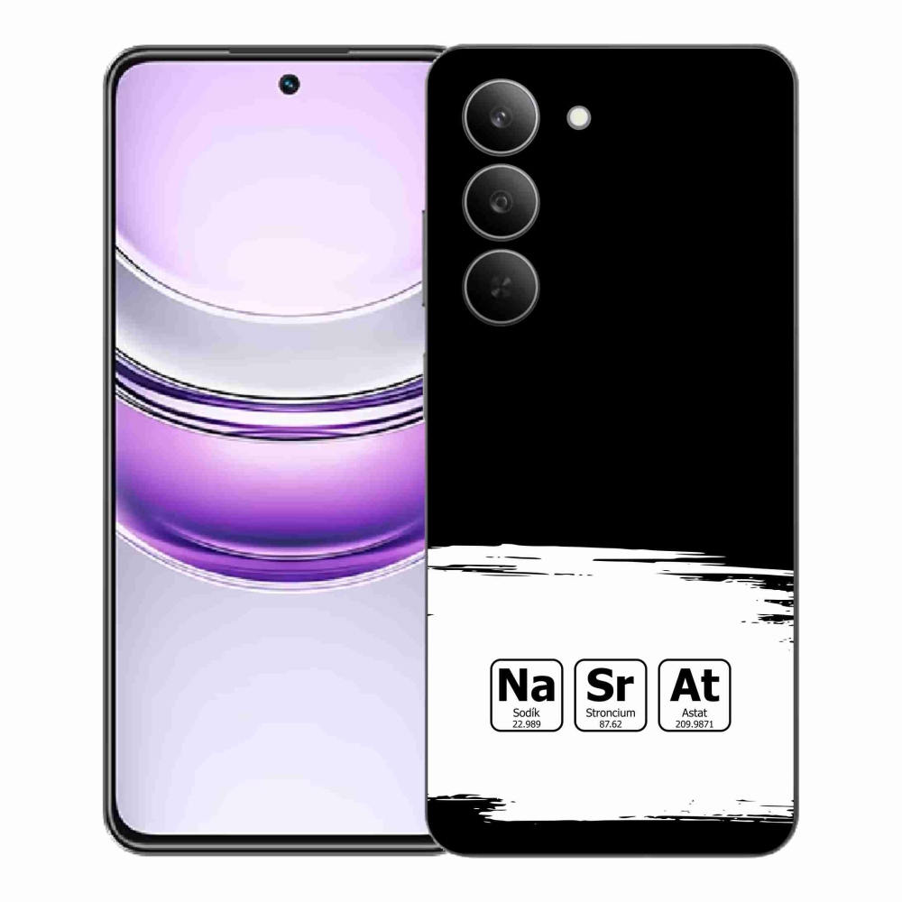 Gelový kryt mmCase na Realme 14x 5G - chemické prvky bíločerné pozadí