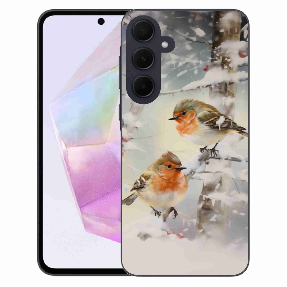 Gelový kryt mmCase na Samsung Galaxy A35 5G - ptáčci v zimě