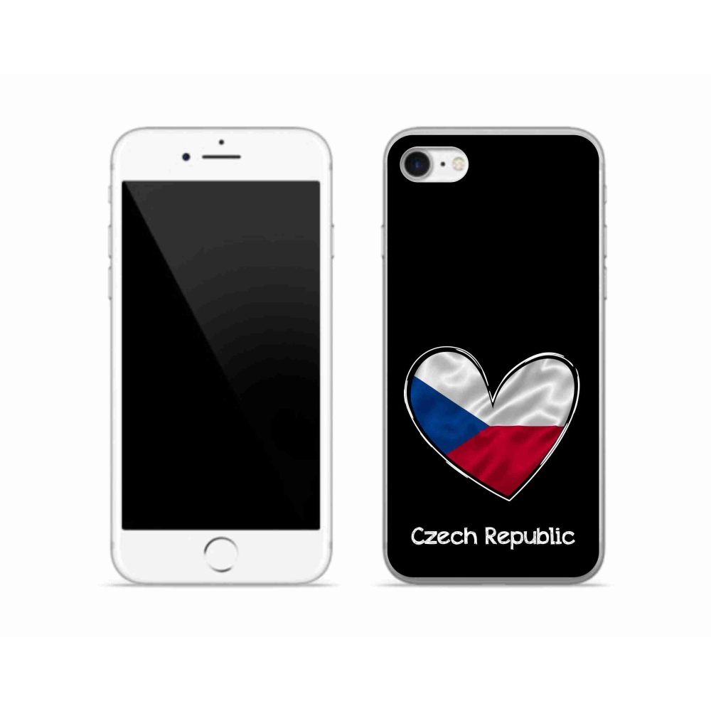 Gelový kryt mmCase na iPhone SE (2022) - vlajka srdce černé pozadí