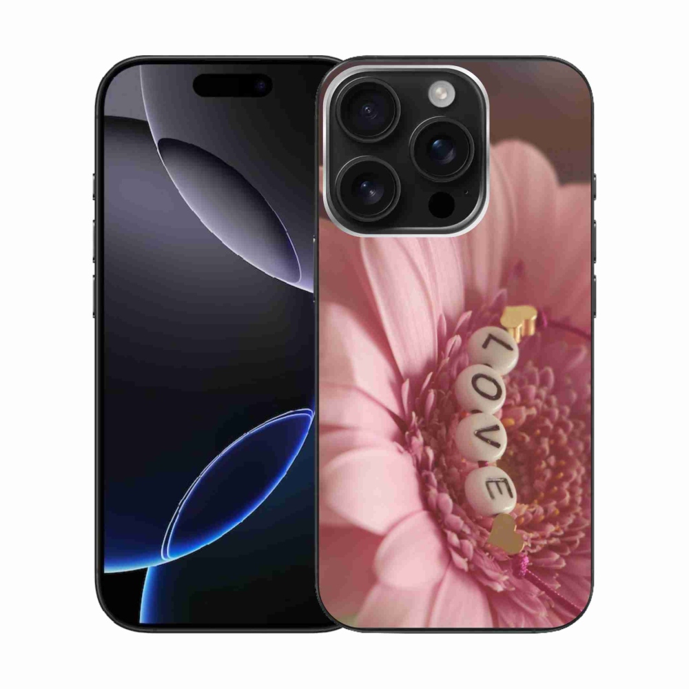 Gelový kryt mmCase na iPhone 16 Pro - přívěsek love