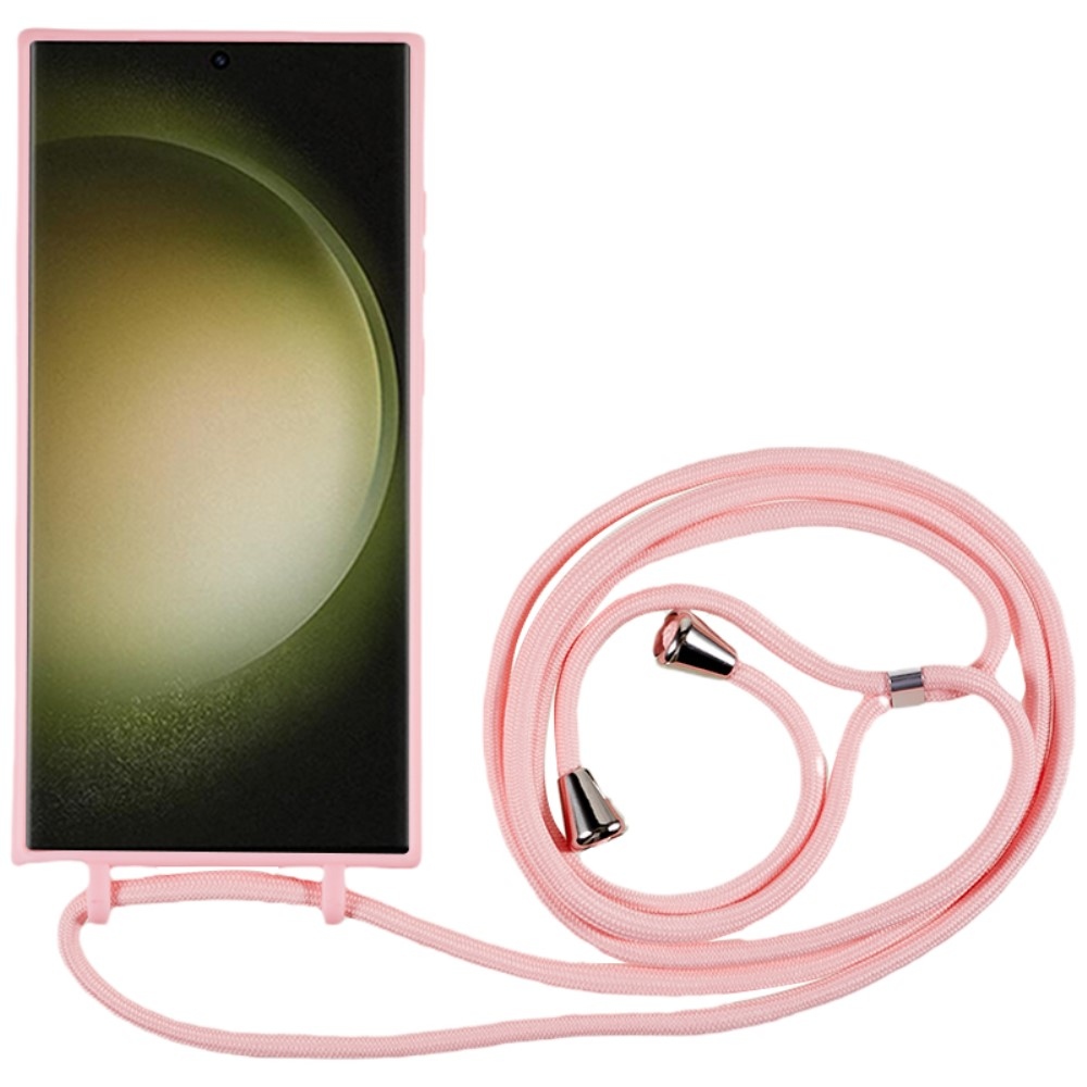 Lany gelový obal se šňůrkou na Samsung Galaxy S25 Ultra - růžový