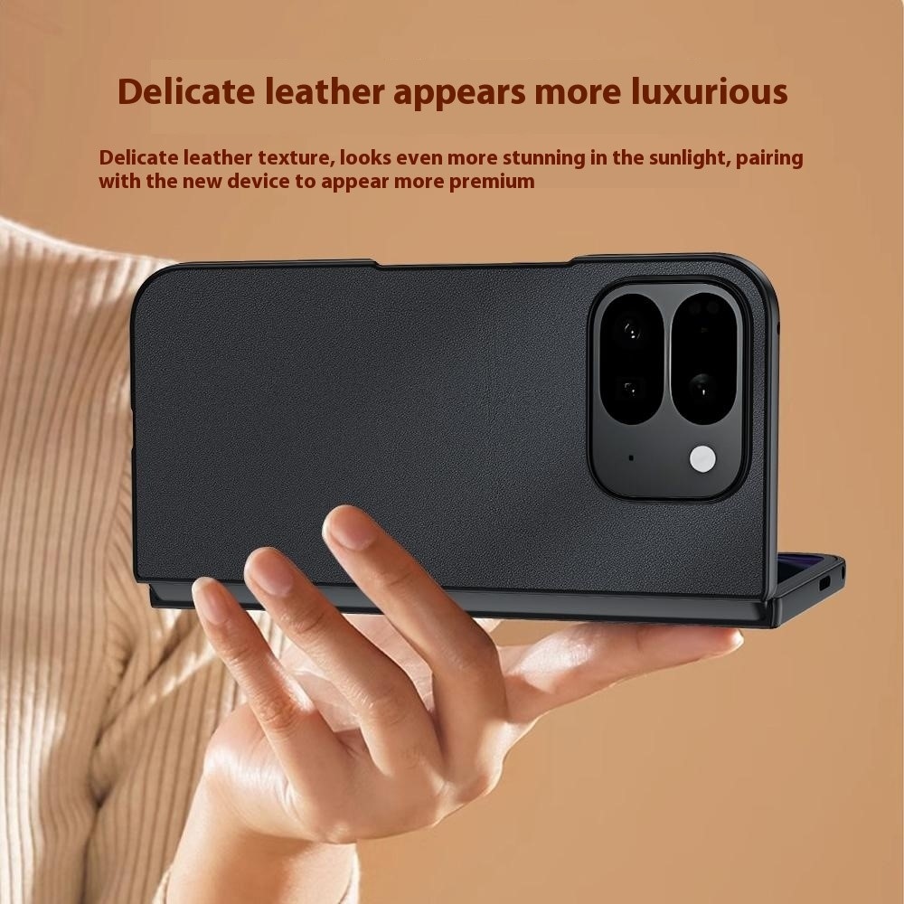 Leather plastový obal potažený umělou kůží na Google Pixel 10 Pro Fold - černý