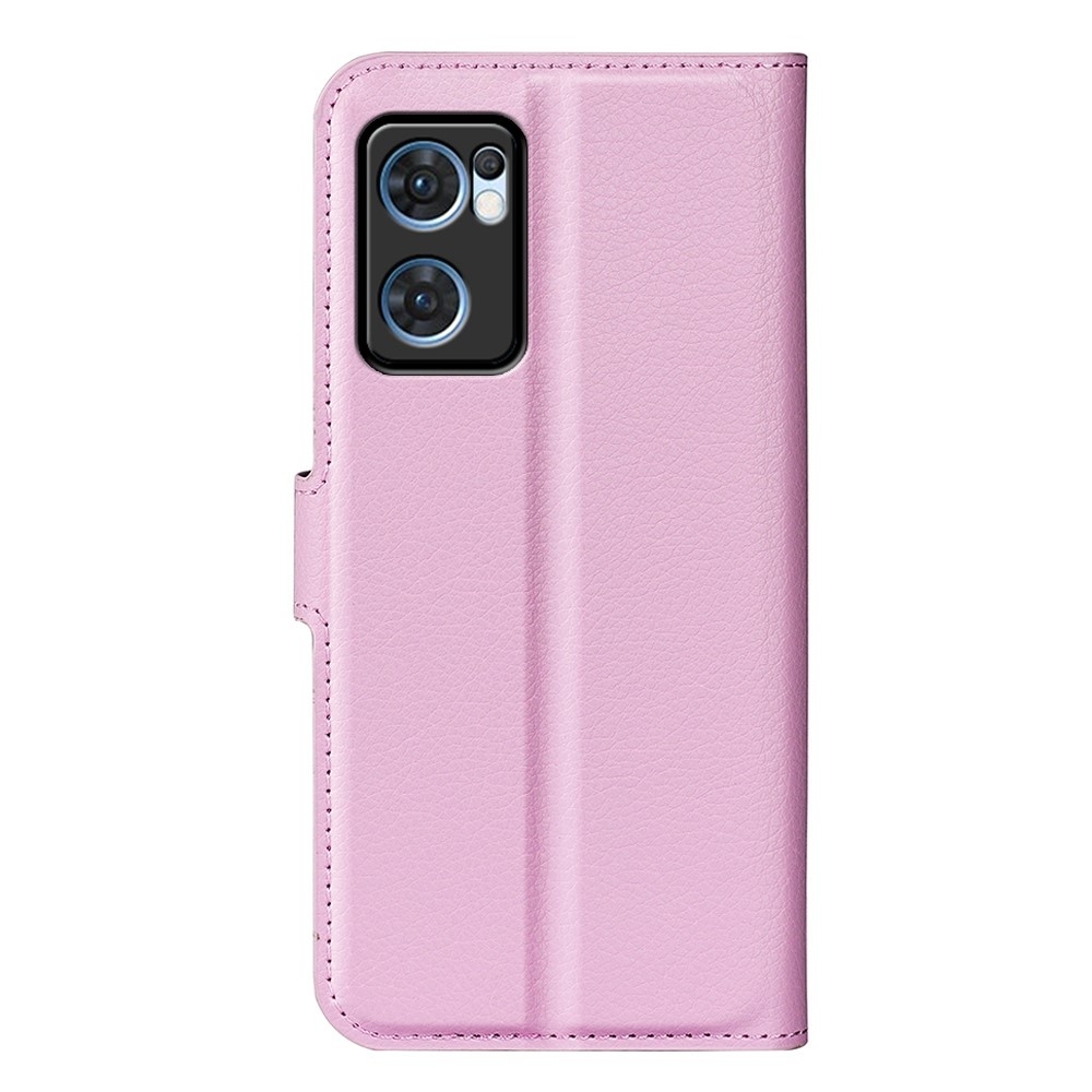 Litchi knížkové pouzdro na Oppo Find X5 Lite - růžové