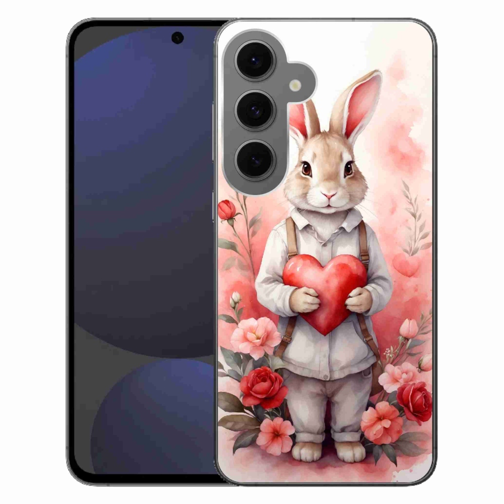 Gelový kryt mmCase na Samsung Galaxy S24 FE - zajíc se srdíčkem