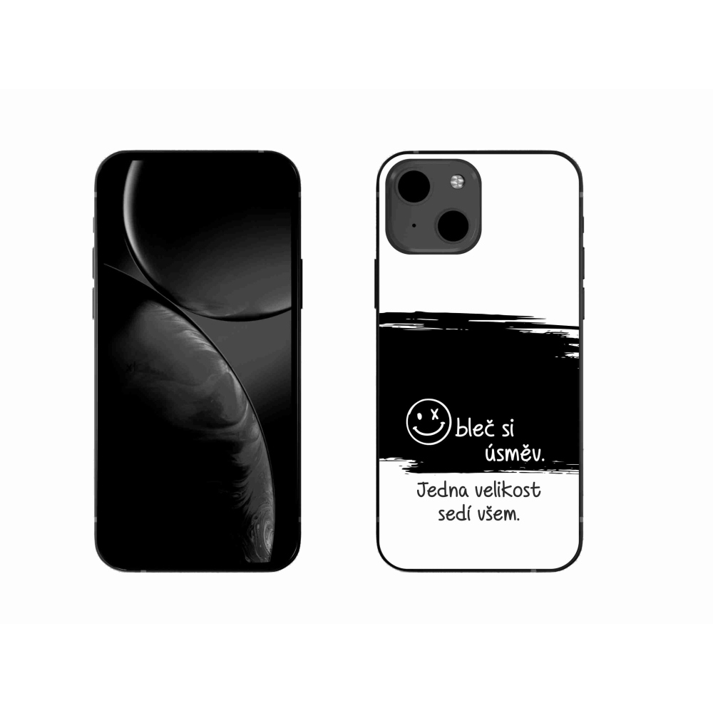 Gelový kryt mmCase na iPhone 13 6.1 - vtipný text 8 černobílé pozadí