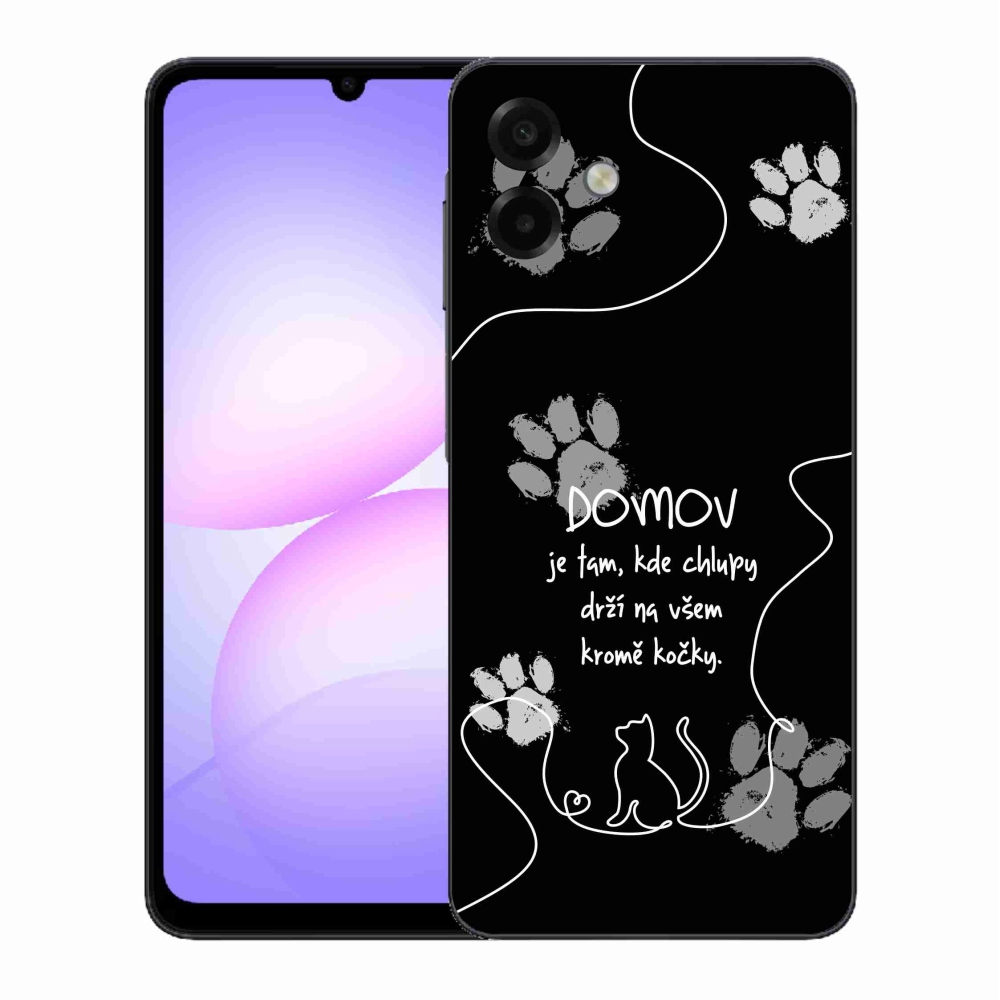 Gelový kryt mmCase na Samsung Galaxy A07 4G - kočičí motiv černé pozadí