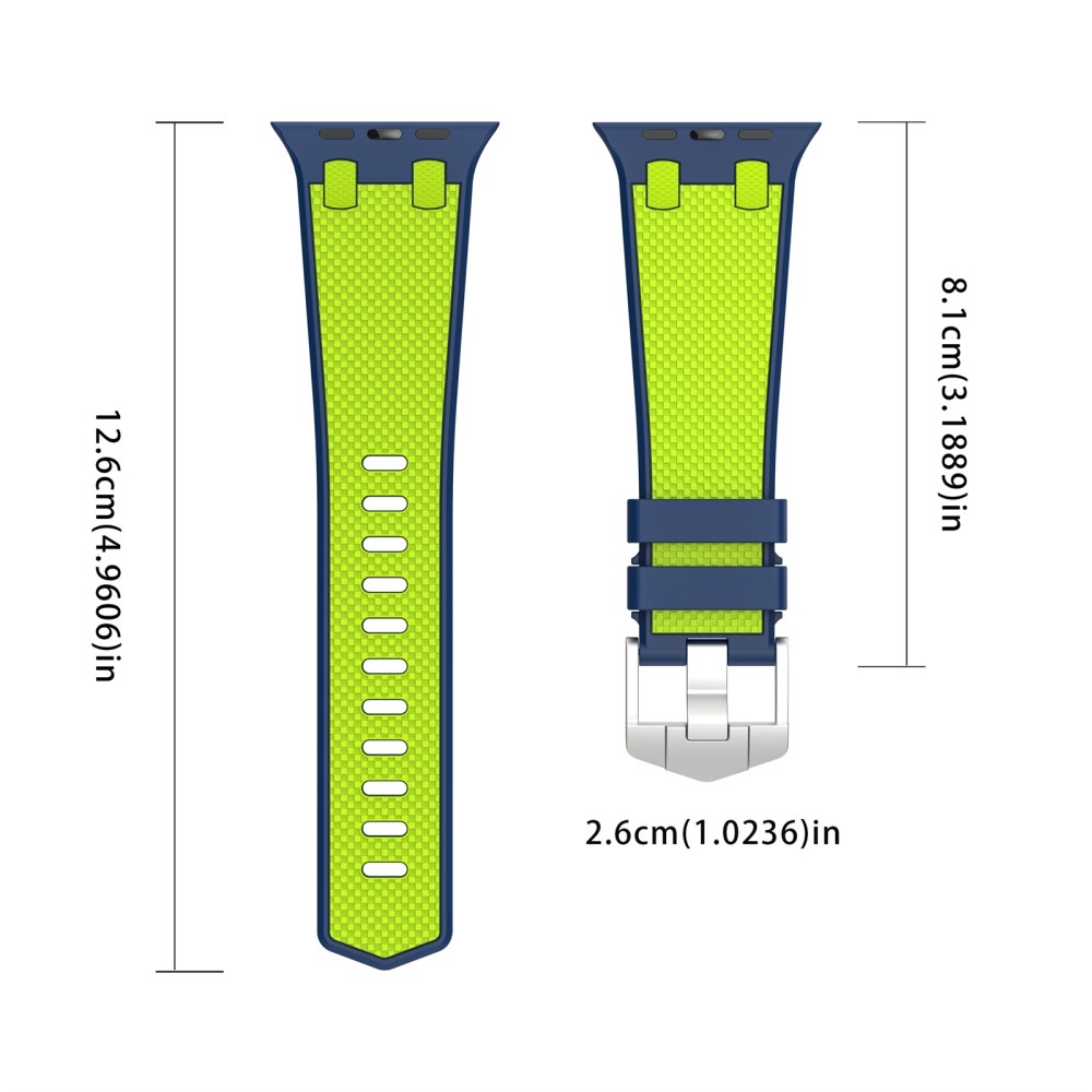 Sports silikonový řemínek na Apple Watch Ultra/Ultra 2 49mm/SE/SE 2022/2023 44mm/9/8/7 45mm/6/5/4 44mm/3/2/1 42 mm - modrý/světlezelený