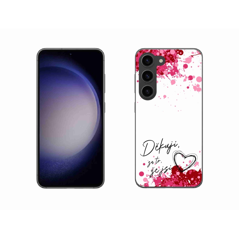 Gelový kryt mmCase na Samsung Galaxy S23 5G - zamilovaný text 2 bílé pozadí