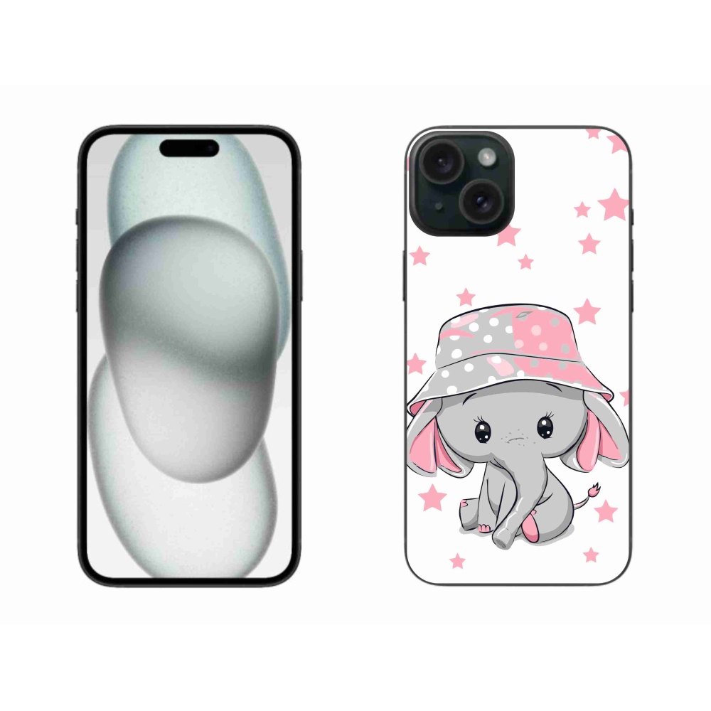 Gelový kryt mmCase na iPhone 15 Plus - růžový slon